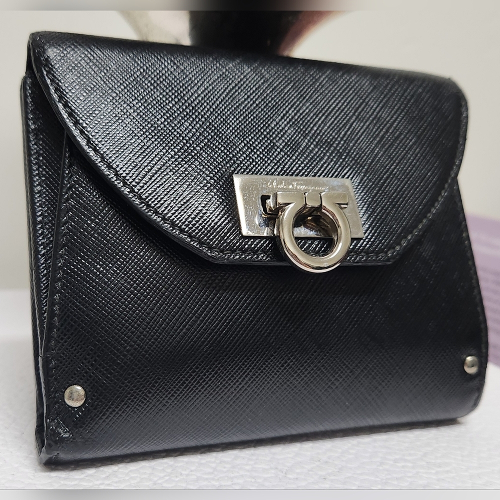 Salvatore Ferragamo Gancini Bifold Flap Snap Wallet